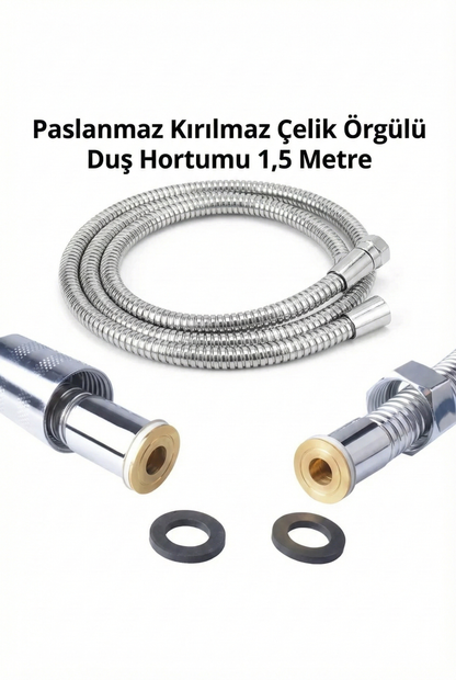 1 Adet 150cm Çelik İçi Örgülü Duş Hortum