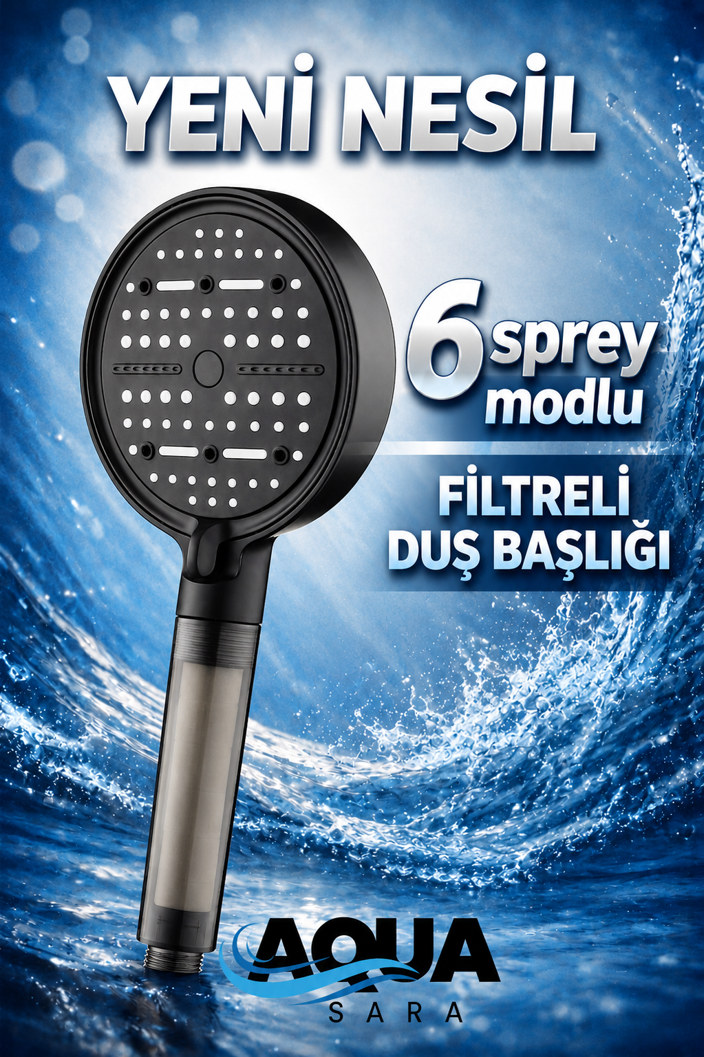 6 Fonksiyonlu Filtreli Duş Başlığı