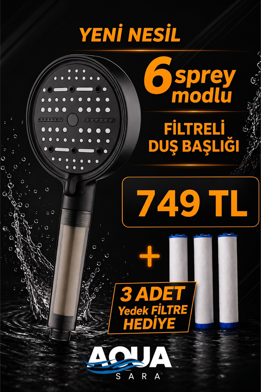 6 Fonksiyonlu Filtreli Duş Başlığı