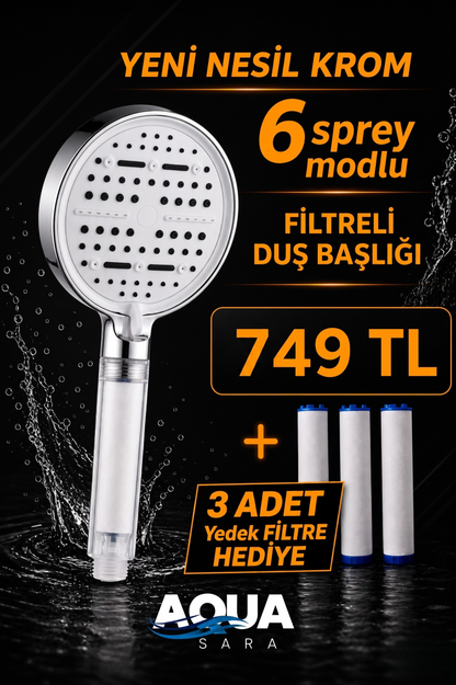 6 Fonksiyonlu Filtreli Duş Başlığı