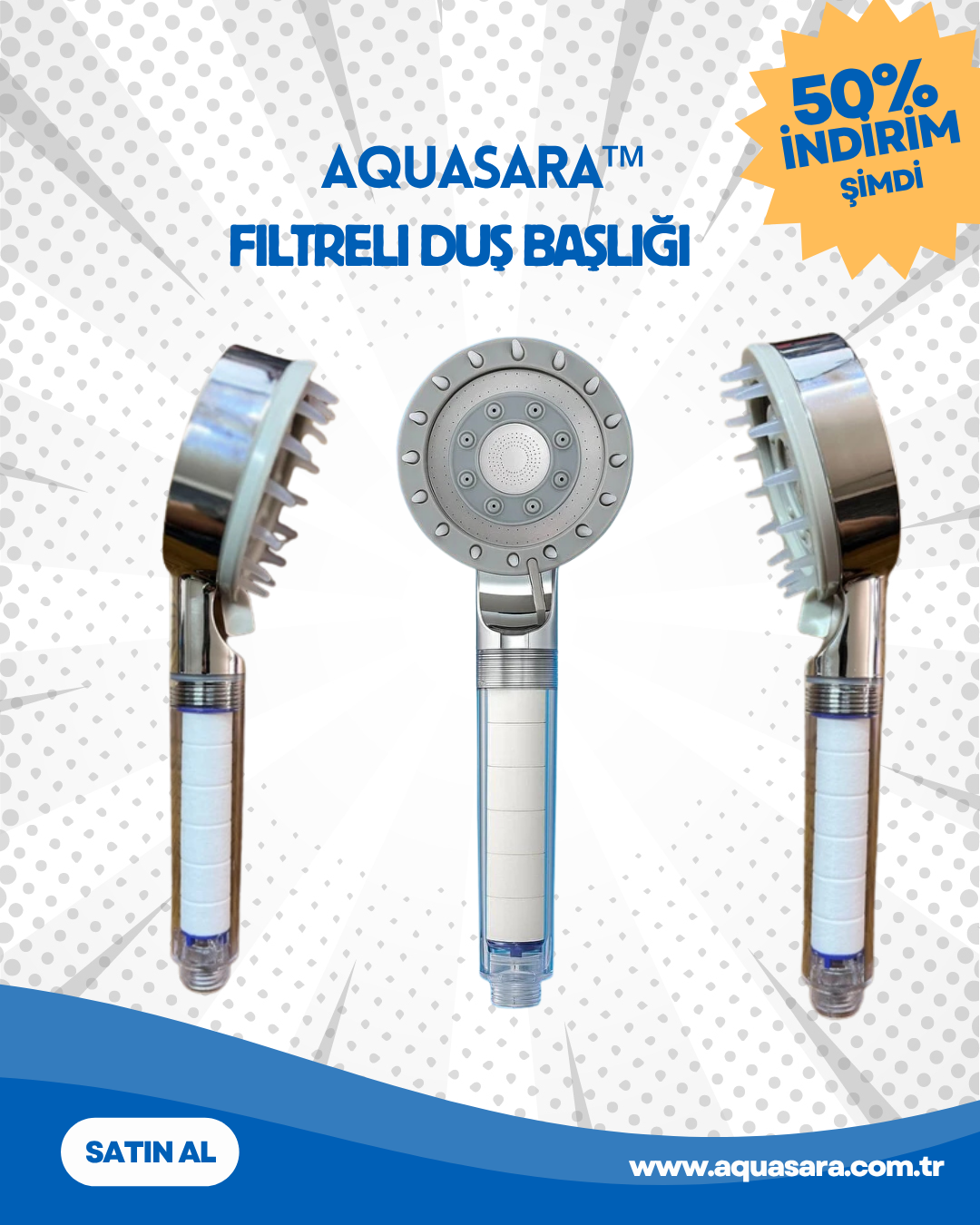 AquaSara™ Filtreli Duş Başlığı Krom
