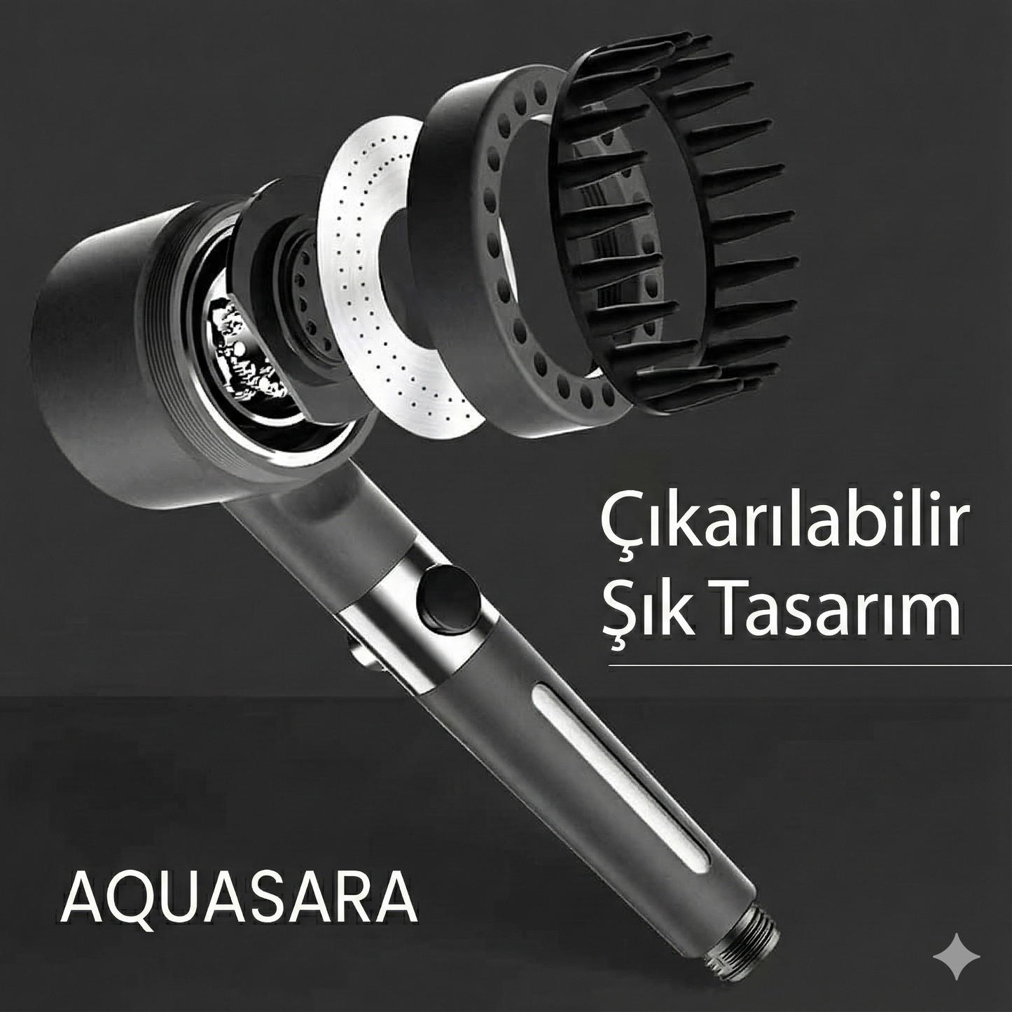 AquaSara™ Filtreli Duş Başlığı Siyah