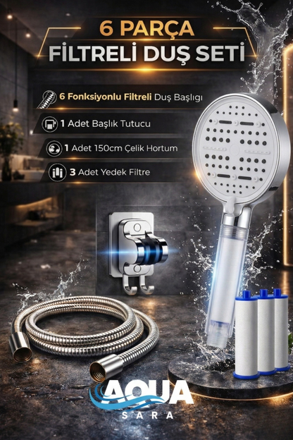 6 Parça Filtreli Duş Başlığı Seti